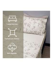 Appel Single Bed Sheet Set, 3 Pieces, 100% Cotton Percale, 200 Thread Count, Cotton Dreams - Creamy White - View 2