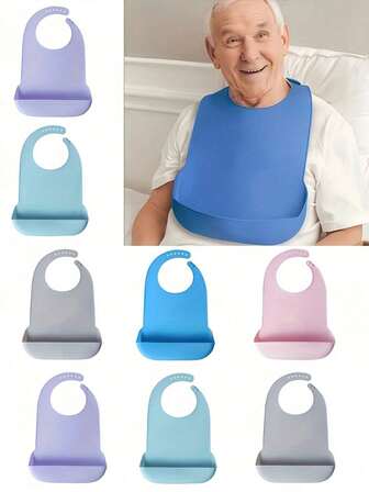 1PC Large Adult Silicone Bib, Reusable And Adjustable Buckle Design, Durable And Easy To Clean, Elderly Care Aid, Kitchen Adult Bibs For Men, Women, Silicone Food Bib, Elderly Silicone Adjustable Bib, Washable Adult Bibs With Crumb Catche, Eating Large Adult Feeding Bib, Waterproof Three-Dimensional Dirty Food Bib