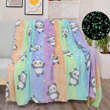 A Flannel Glowing Blanket, A Multi-Colored Children's Blanket With Panda Pattern. Suitable For Children's Sofas, Beds And Travel Blankets. It Uses High-Quality Flannel Fabric, Which Is Soft And Skin-Friendly, And Is More Suitable For Children, Warm And Comfortable. - Multicolor - View 13
