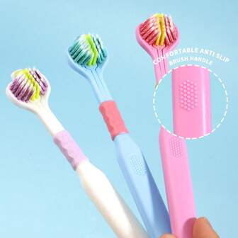 แปรงสีฟันขนอ่อนนุ่ม 4D - อ่อนโยนต่อเหงือก, ทำความสะอาดล้ำลึก, ครอบคลุมทั่วศีรษะ, เหมาะสำหรับฟันที่บอบบาง, การออกแบบด้ามจับตามหลักสรีรศาสตร์, ความแข็งปานกลาง