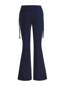 AiTyi Women's Casual Pants, Fashionable Sexy Slim Fit, Suitable For Graduation, Christmas, New Year, Thanksgiving, All Seasons, Ribbed Waistband Flared Knit Trousers, Well Fit