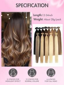 U型接发，真人发接发，12-22英寸直发，金色真人发，易于佩戴，U型接发，女士圣诞节礼物 - 彩色 - 查看 6