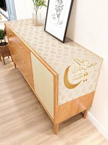 1件中东斋月星月灯笼印花亚麻桌旗，适用于节日、派对、生日、晚宴、厨房和餐厅装饰、鞋柜和储物罩，四季皆宜的家居和纺织品装饰 - 彩色 - 查看 6