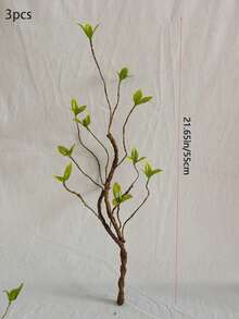 1支仿真榕树枝，塑料材质，四季皆宜，适用于各种房间，适合母亲节/毕业典礼/父亲节等场合，盆景风格，桌面摆设，无需电源。不含花盆。适用于房间装饰、家居装饰、生日装饰、厨房布置、办公室装饰、卧室装饰、客厅装饰、派对装饰、花园装饰。