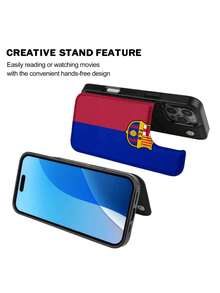 Funda para móvil con el logo del FC Barcelona en bloques de color. Compatible con teléfonos ,  17,  16 Pro Max,  15 Pro Max,  13 y  12. Fabricada en TPU para una protección eficaz contra golpes y caídas. Un regalo ideal para familiares, amigos, seres queridos, parejas y para Navidad. - Negro - Ver 4