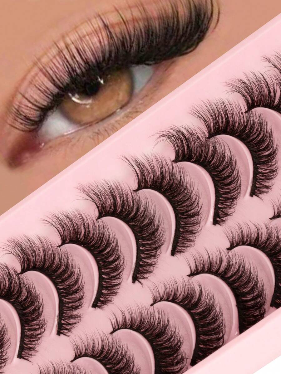 10 pares de pestañas postizas de ojo de gato, pestañas de ojo de zorro, pestañas falsas que alargan el extremo del ojo, pestañas falsas de visón, pestañas naturales, extensiones de pestañas cortas para maquillaje