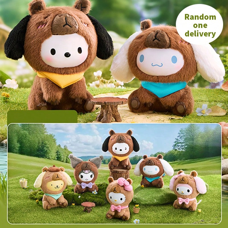 Miniso Sanrio Capybara Serenity Blind Box - Adorable Vinyl-Plush Animal Figurine With Healing Expressions, Soft Texture, Ideal For Car/Desk Decoration(1 PC Random Delivery) - Multicolor - View 1