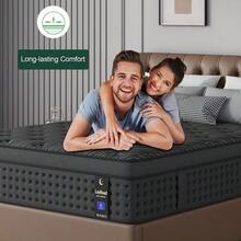 LayRoad Bedroom Furniture, 12-Inch Black Queen Mattress, Built-In Memory Foam And Individually Pocketed Springs, Available In Twin, Full, Queen And King Mattress Sizes, With Side Handles For Easy Movement, Fiberglass-Free, Odorless, Highly Breathable, Providing A Comfortable Sleep. - 黑色 - 查看 2