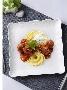 1/3 chiếc Đĩa ăn tối bằng gốm sứ dập nổi phong cách Châu Âu - Đĩa ăn sáng hình con bướm, Đĩa đựng món ăn phụ tinh tế cho bữa trà chiều tại nhà và văn phòng, Đĩa tráng miệng, Đĩa đựng mì ống bít tết, Đĩa đựng salad trái cây - Tấm phù điêu vuông - Xem 10