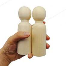 2个木制娃娃，4.7英寸（12厘米）大号木制娃娃，可用于DIY和绘画 - 彩色 - 查看 5