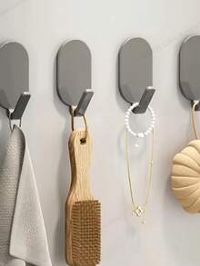 5 Elegant Black Heavy Duty Adhesive Hooks - No Drilling Required, Waterproof Wall Mounted For Bathroom And Toilet - Abs, Perfect For Towels, Robes, Bathroom Accessories, Bathroom Storage, Hooks, Adhesive Hooks, Kitchen, Hook Adhesive - Multicolor - View 7