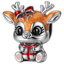 VENTDEPOT Charm Reno navidad, MXXCQ-001, 1Pza, Plata S925 Chapa, Separador, Venado, Multicolor/Plata, Caja Blanca 3x3cm. - Multicolor - Ver 6