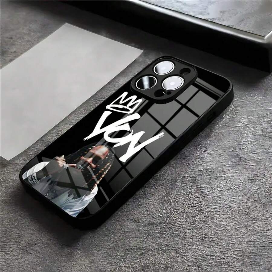 Funda de teléfono Raper K-King Von para 17 16 E Pro Max 15 14 13 12 Pro 11 Max Plus, cubierta de vidrio negro - Negro 4 - Ver 1