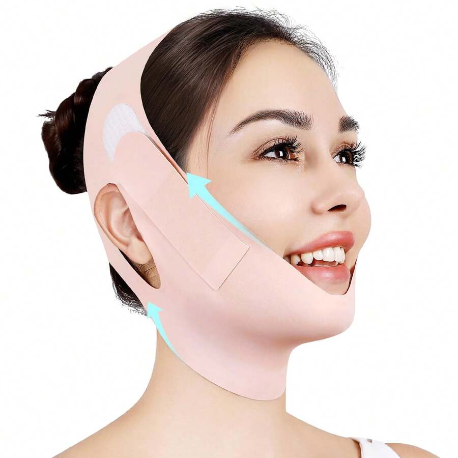 V Line Lifting Mask, V Shaped Face Mask, V Shaped Contouring Face Mask, Face Lifting Strap, Face Toning Belts, Jaw Exerciser, Washable And Reusable - 粉色 - 查看 1