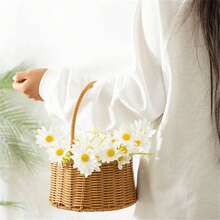 1个编织花篮，手提花篮，塑料编织产后手工篮，婴儿蛋装饰，家居花篮