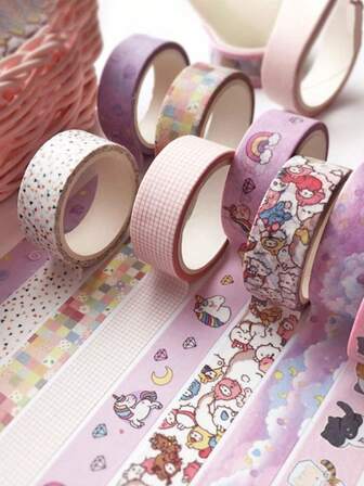 1pc,Cute Washi Tape, Various Styles, 0.6in X 197in - Suitable For DIY Crafts And Office Supplies, Easy To Tear,