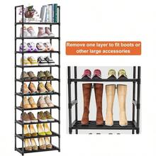 Shoe Rack Sturdy Metal Shoe Storage Narrow Shoe Rack Shoe Shelf Shoe Racks For Closets - Black - View 5