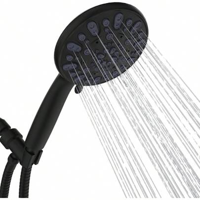 HUAYOU Black Shower Head, 7 Spray Modes Detachable Showerhead High Pressure Shower Heads With Long Hose And Adjustable Angle Bracket