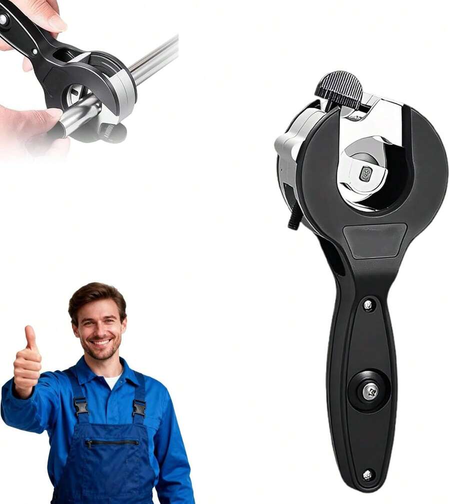 Muy buen cortador de tubos tipo trinquete, herramienta de corte rápido de tubos con una sola mano, cortador de tubos con trinquete, cortador compacto de tubos 2 en 1 para espacios reducidos, cortadores de tubos de plomería para tubos de cobre, PVC y metal (1/4" a 7/8") - 1/4" a 7/8" - Ver 1