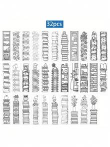 1/20/32pcs Black And White Line Art Bookmarks, DIY Bookmarks, Hand-Drawn Coloring Bookmarks, Decorate Book Pages, Add Color To Book Pages, Exquisite Non-Repeating Bookmarks, Creative Aesthetic Bookmarks, Artistic Illustrations, Perfect For Teachers, Readers And Book Lovers, Perfect As Gifts, Party, Birthday Gifts, Set Of 32pcs - Multicolor - View 8