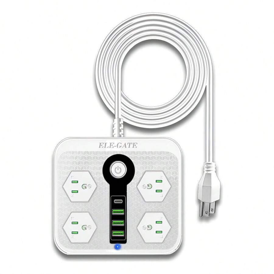 Multicontacto 4alimentación Universal 3 Usb 1 Tipo C Rapida - Blanco - Ver 1