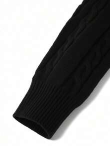 GRDR Men's Casual Twist Floral Pattern Crew Neck Long Sleeve Knit Sweater - Black - View 5