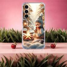 Funda a prueba de golpes de muñeco de nieve navideño de cuatro esquinas, compatible con iPhone 17air/16e/15/14/13/12/11 Pro/Pro max/plus, 12/13mini, X/XS/XSmax,  Galaxy A03/A04/A05S/A06/A12/A14/A15/A16/A21S/A24/A25/A26/A32/A34/A35/A54/A55, Note10/Note20, S20/S21/S22/S23 FE/S24 FE/S25Ultra/S25edge PLUS/ULTRA, funda de teléfono de TPU suave - transparente - Ver 3