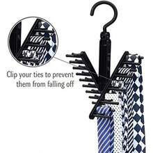 Organizador de corbatas 20 filas giran para abrir/ cerrar la rejilla para corbatas colgador de bufandas giratorias de 360 ​​grados para almacenamiento de corbatas bufandas cinturones y accesorio - como en la foto - Ver 3