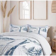 Winter Duvet Cover Set, Merry Theme Delicate Snowflakes, Vintage Holiday Pattern, 3 Piece Bedding Set With 2 Pillow Shams, Size, Teal White - Blue White - View 2