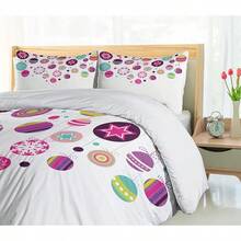 Winter Duvet Cover Set, Merry Theme Delicate Snowflakes, Vintage Holiday Pattern, 3 Piece Bedding Set With 2 Pillow Shams, Size, Teal White - 淡粉紅色 - 查看 9