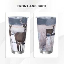 20 Oz Tumbler Stainless Steel Tumblers With Lid And Straw Double Wall Vacuum Insulated Travel Coffee Mug Deer On Frozen Wilderness Coffee Tumbler Cups Reusable Travel Mug Thermal Cup - 沒有吸管 - 查看 10