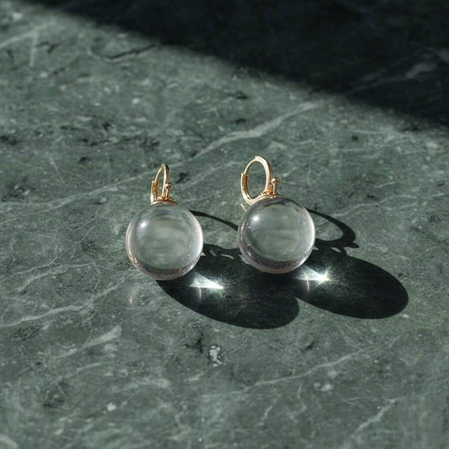 1 Pair Minimalist Clear Resin Ball Drop Earrings - Fashion Earrings, Y2K Fashion Transparent Sphere Design For Edgy & Chic Daily Looks, Holiday/Party, Everyday Wear, Valentine's Day, New Year's Gift - Nhiều màu - Xem 1