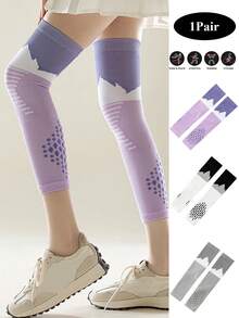 1 par de rodilleras de yoga con bloques de color, manguitos de compresión de colores contrastantes creativos, calentadores de piernas para fitness, saltar la cuerda, yoga, pilates y entrenamiento, soporte para las rodillas - Multicolor - Ver 2