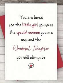 1pc Lovely Valentine's Day Greeting Card With Envelope. Made Of High-Quality Paper. Warm Wishes Design With Heart Pattern. Suitable For Parents To Give To Daughter. Card Size: 12cm/4.7in X 17cm/6.7in