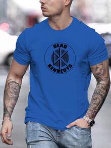 Summer Bestsellers Men's Dead Kennedy Graphic T-Shirt - Casual Burgundy Crew Neck Short Sleeve T-Shirt, Breathable Polyester, Summer Wear Supple - 黑色 - 查看 9