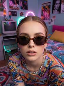 1 pezzo Occhiali di moda stile ovale Y2K per donna - Multicolore - Visualizzare 10