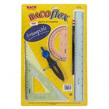 Baco Equipo Geométrico Bacoflex Ultra Flexible con Compás - 1 Juego Geométrico con 6 Piezas en Colores Traslucidos - como en la foto - Ver 5