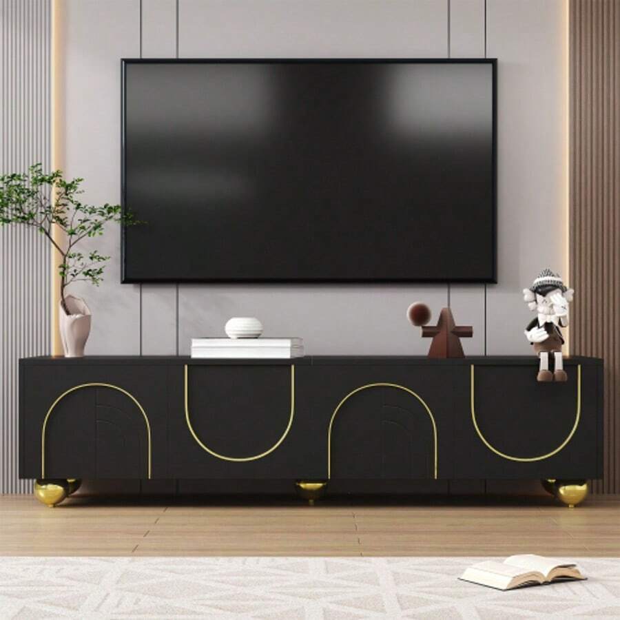 Television Stands & Entertainment Centers - Black + Particle Board + 50-59 Inches - View 1