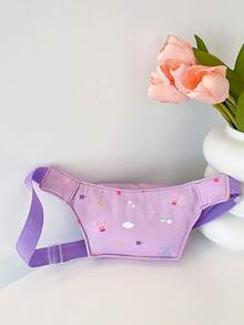 1pc Cartoon Print Waist Bag, Lightweight Zipper Closure Mini Crossbody Bag, Versatile Chest Pack Fabric Backpack Suitable For Daily Use - A - View 6