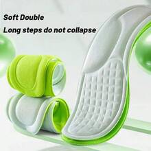 1 Pair Unisex High Elastic Comfortable Sports Insoles, Moisture-Wicking Odor-Resistant Shock-Absorbing Soft Insoles For Men And Women - Gray-green - View 5