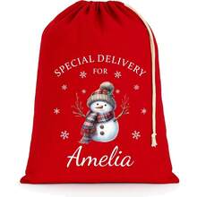 Personalised Christmas Santa Sack With Custom Name - Extra Large - Red - 75x49cm - Penguin - Red - View 8