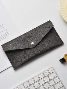 荔枝纹钱包 - 超薄轻巧大容量可折叠信封式按扣钱包，女士现金卡包，旅行必备收纳包（深棕色/红色/绿色/黑色），日常配饰 | 简约设计 | 时尚 - 彩色 - 查看 6