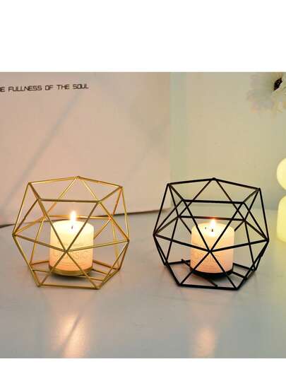 3/1 Pc Nordic Style Diamond Candlestick Holder | Hollow-Out Iron Geometric Decor With Stable Round Base, Smooth Edges & Durable Construction | Ideal For Holding Tealights/Votive Candles-Perfect For Living Room Ambience Lighting, Dining Table Romantic Settings, Bedroom Calm Corners & Holiday Party Decor | Complements Minimalist/Scandinavian/Industrial Home Styles, Adding A Stylish Touch To Daily Use & Special Occasions