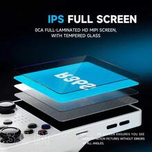Consola de juegos portátil, consola de juegos retro con pantalla IPS de 3,5 pulgadas, memoria integrada con 20 000 videojuegos HD, consola de juegos portátil retro recargable de 3600 mAh Pantalla HD de 640 x 480 Consola de videojuegos portátil: sistema dual de código abierto - Blanco - Ver 7