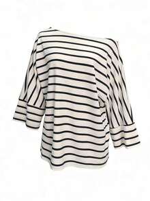 Women's Casual Commuter Striped Batwing Sleeve T-Shirt Spring - Multicolor - View 3