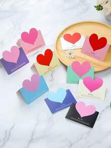 10/30/50/100张可折叠心形贺卡，适用于情人节、周年纪念日、母亲节、鲜花、生日、感谢、婚礼等场合 - 彩色 - 查看 5
