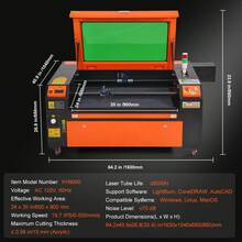 Grabador láser de CO2  de 100 W, 24 x 35 pulgadas, máquina cortadora láser de 19,7 IPS con asistencia de aire de paso bidireccional, compatible con LightBurn, CorelDRAW, AutoCAD, Windows, OS, Linux, para madera, acrílico, tela y más - Naranja - Ver 7