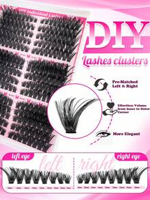 270pcs Cluster Eyelashes - Voluminous Fluffy Fox-Eye Effect With Mixed Lengths (9-18mm), Eyelashes With Left/Right Application Lashes For Natural Volume - DIY At Home Suitable For Travel, Daily Wear For Beginners, Weddings, Dates, Parties, Festivals - D - 查看 7