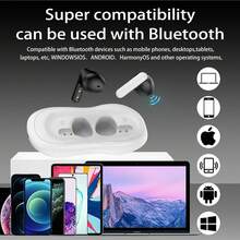Auriculares bluetooth, auriculares inalámbricos, tiempo de reproducción duradero, caja de carga inalámbrica, tapones para los oídos deportivos, para televisores, teléfonos, computadoras portátiles - Blanco - Ver 8