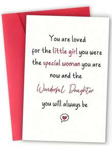 1pc Lovely Valentine's Day Greeting Card With Envelope. Made Of High-Quality Paper. Warm Wishes Design With Heart Pattern. Suitable For Parents To Give To Daughter. Card Size: 12cm/4.7in X 17cm/6.7in